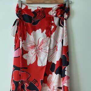 ZARA - Floral Faux Wrap Midi Skirt - Size S